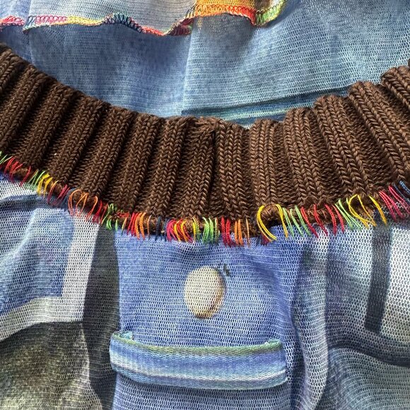 VTG  Jean Paul Gaultier MAILLE fuzzi tattoo Dali print mesh dress - Picture 10 of 13